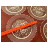 Vintage Pink Frosted Glass Cherub Floral Plates Set of 4 Scalloped