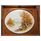 Vintage Signed Landscape Oil Painting in Ornate Gold Frame 30x25
