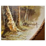 Vintage Signed Landscape Oil Painting in Ornate Gold Frame 30x25
