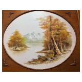Vintage Signed Landscape Oil Painting in Ornate Gold Frame 30x25