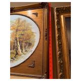 Vintage Signed Landscape Oil Painting in Ornate Gold Frame 30x25