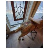 Large Vintage Carousel Style Goat Figure on Metal Stand Painted Saddle As Found