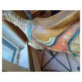 Large Vintage Carousel Style Goat Figure on Metal Stand Painted Saddle As Found