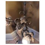 After Moreau Art Nouveau Figural Floor Lamp 3-Light Bronze Tone 39in