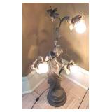 After Moreau Art Nouveau Figural Floor Lamp 3-Light Bronze Tone 39in