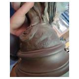 After Moreau Art Nouveau Figural Floor Lamp 3-Light Bronze Tone 39in
