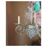 Vintage 5-Light Tole Style Chandelier Clear Beaded Gold Tone