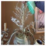 Vintage 5-Light Tole Style Chandelier Clear Beaded Gold Tone