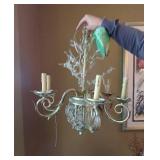 Vintage 5-Light Tole Style Chandelier Clear Beaded Gold Tone