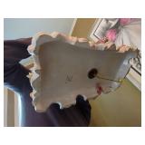Italian Capodimonte Style Cherub Coach Table Lamp w Fringe Shade As-Is