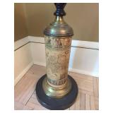 Vintage Brass Floor Ashtray Stand Map Column Brown Insert 23.5in