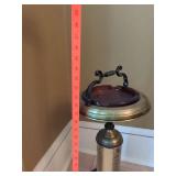 Vintage Brass Floor Ashtray Stand Map Column Brown Insert 23.5in