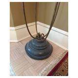 Ornate Metal Pedestal Plant Stand Black Round Top 36in Tall Scroll Base