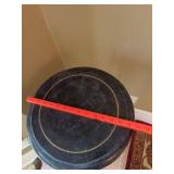 Ornate Metal Pedestal Plant Stand Black Round Top 36in Tall Scroll Base