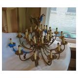 Large Vintage Ornate Brass Multi-Tier Chandelier 24-Light Scrolled Leaf Design
