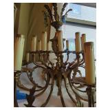 Large Vintage Ornate Brass Multi-Tier Chandelier 24-Light Scrolled Leaf Design
