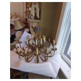 Large Vintage Ornate Brass Multi-Tier Chandelier 24-Light Scrolled Leaf Design