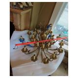 Large Vintage Ornate Brass Multi-Tier Chandelier 24-Light Scrolled Leaf Design