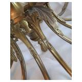 Large Vintage Ornate Brass Multi-Tier Chandelier 24-Light Scrolled Leaf Design
