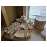 Block Subtil Portugal White Leaf Embossed Dinnerware Set 50+ Pc Good