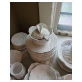 Block Subtil Portugal White Leaf Embossed Dinnerware Set 50+ Pc Good