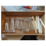 Lot of 5 Clear Glass Candlestick Holders Taper Candle Holders Decor Event