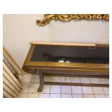 Century Furniture Scroll End Console Table Gold Black Glass Top Good