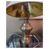 Vintage Brass Tone Urn Table Lamp with Cream Shade Traditional Decor