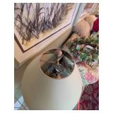 Vintage Brass Tone Urn Table Lamp with Cream Shade Traditional Decor