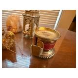 Mixed Decorative Accent Lot Glass Holder Lantern Bird Stamp Holder Mineral