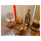 Mixed Decorative Accent Lot Glass Holder Lantern Bird Stamp Holder Mineral