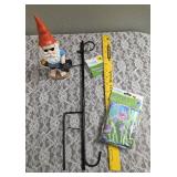 2-Pack Plastic Terra Cotta Planters, Pair of Gloves, Garden Flag and Pole, Wooden Décor Sign, Flower Seed Mixture, Water Hose Nozzle, Garden Gnome Decor.