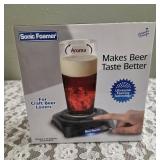 Sonic Beer Foamer, Green and Pink Margarita Glasses,  Cheers Tumbler, Smiley Face Tumbler and Bag of Reusable Ice Cubes