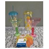 Sonic Beer Foamer, Green and Pink Margarita Glasses,  Cheers Tumbler, Smiley Face Tumbler and Bag of Reusable Ice Cubes