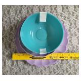 Char-Broil Stainless Steel BBQ Tongs,4- Melamine Purple Plates and 4- Melamine Purple Bowls, 1 set of 4 green plastic bowls, Misting Fan.