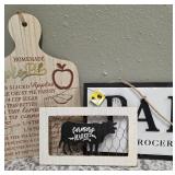 Ladies Slippers M(7-8) Garlic Press and Grinder, "Farmers Market" Cow Sign (8" x5"), Homemade Apple Pie Recipe Cutting Board (11.5" x 7.5") , Pantry Wood Sign (18.5" x 6.5")