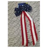 Celebrate America!!     BBQ Tongs, 2-Patriotic Flags (13.8 x 23"), Liberty Can Koozie, Liberty Can Koozie Short, Metal Star (12"), 2- Patriotic Flag Wind Blazers (25" x 4.75"), Patriotic Bow (19")