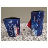 Celebrate America!!     BBQ Tongs, 2-Patriotic Flags (13.8 x 23"), Liberty Can Koozie, Liberty Can Koozie Short, Metal Star (12"), 2- Patriotic Flag Wind Blazers (25" x 4.75"), Patriotic Bow (19")