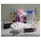Char Broil BBQ Tongs, USA Can Koozie, USA Bottle Koozie, Torch Wicks, Bamboo Table Torches, Ladies Slipper (7-8), Men