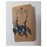 Necklace and Earrings.  Turquoise color.  Chain is 14-16" long.