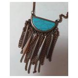 Necklace and Earrings.  Turquoise color.  Chain is 14-16" long.