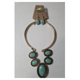 Necklace , Earrings, Bracelet.  Turquoise color.