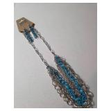Necklace and Earrings.  Blue and silvers.