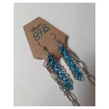 Necklace and Earrings.  Blue and silvers.
