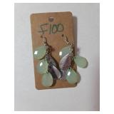 Necklace , Earrings, Bracelet stretches..  Seaside green color.