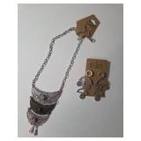 Necklace and Earrings.  Shades of silver and gray.