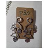 Necklace and Earrings.  Shades of silver and gray.