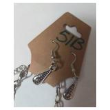 Necklace and Earrings.  Shades of silver and gray.