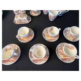 Nasco Mountain Wood-Land Tea Set - Cups, Saucers, Creamer, Sugar & Butter Dish
