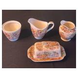 Nasco Mountain Wood-Land Tea Set - Cups, Saucers, Creamer, Sugar & Butter Dish